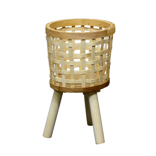 Woven Plants Vase Flowers Container Home Decoration Knitted Bamboo Planter Pot Basket Holder, Size: S