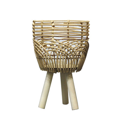 Woven Plants Vase Flowers Container Home Decoration Knitted Bamboo Planter Pot Basket Holder, Size: S