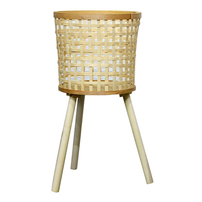 Knitted Bamboo Planter Pot Basket Woven Plants Vase Flowers Container Home Decoration, Size: L