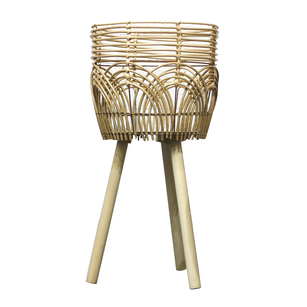 Knitted Bamboo Planter Pot Basket Woven Plants Vase Flowers Container Home Decoration, Size: L