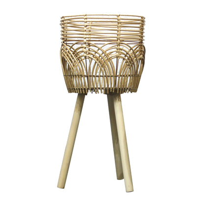 Knitted Bamboo Planter Pot Basket Woven Plants Vase Flowers Container Home Decoration, Size: L