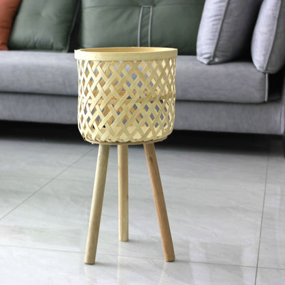 Knitted Bamboo Planter Pot Basket Woven Plants Vase Flowers Container Home Decoration, Size: L