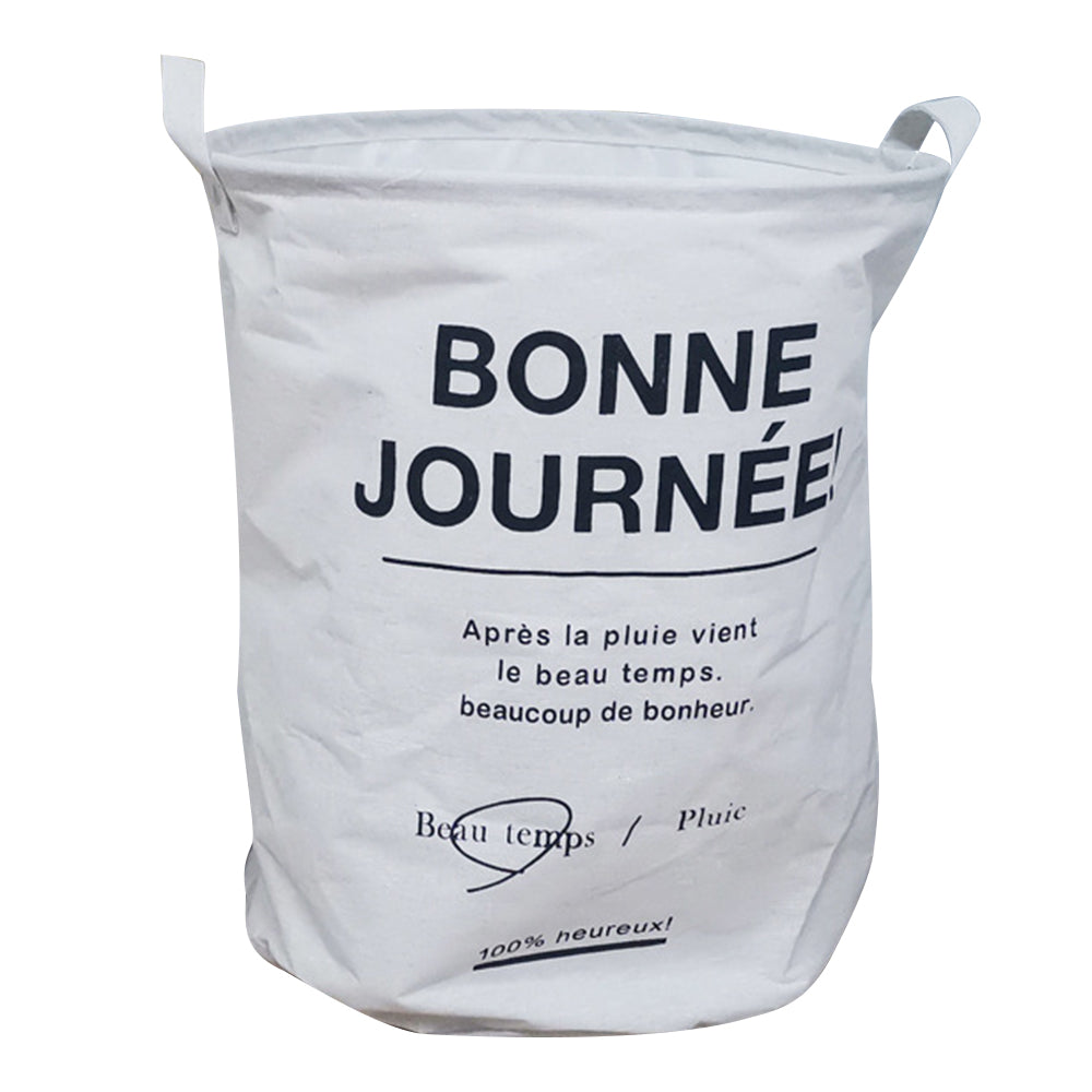 63L Cotton Linen Collapsible Dirty Clothes Basket Laundry Hamper Bin with Handles, Size L, 40x50cm