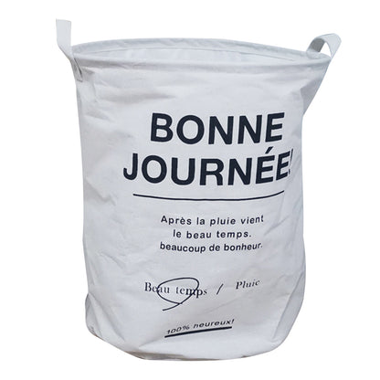 63L Cotton Linen Collapsible Dirty Clothes Basket Laundry Hamper Bin with Handles, Size L, 40x50cm