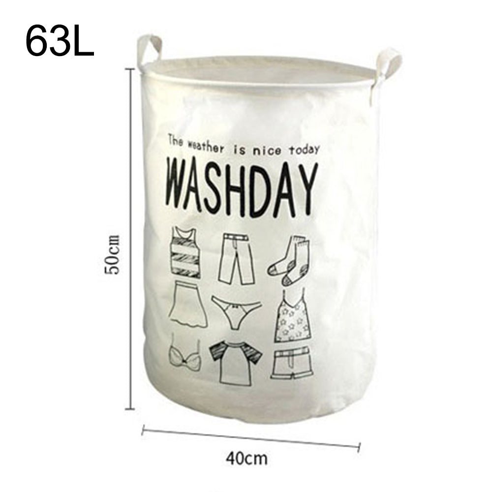63L Cotton Linen Collapsible Dirty Clothes Basket Laundry Hamper Bin with Handles, Size L, 40x50cm