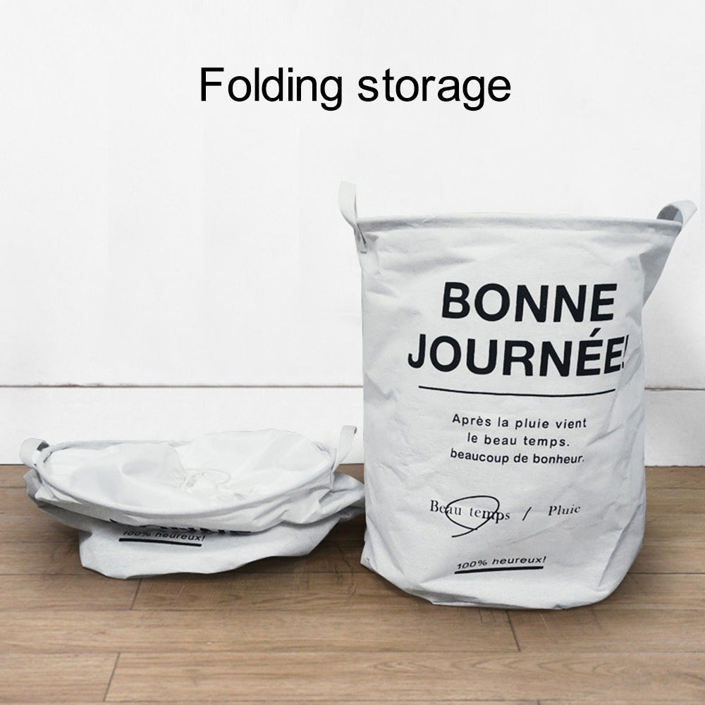 63L Cotton Linen Collapsible Dirty Clothes Basket Laundry Hamper Bin with Handles, Size L, 40x50cm