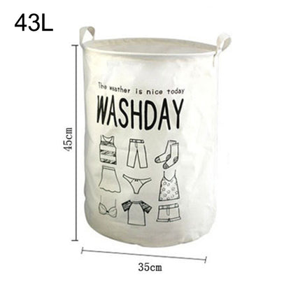 43L Collapsible Washing Laundry Basket Hamper Dirty Clothes Cotton Linen Basket Laundry Bin, Size M, 35x45cm