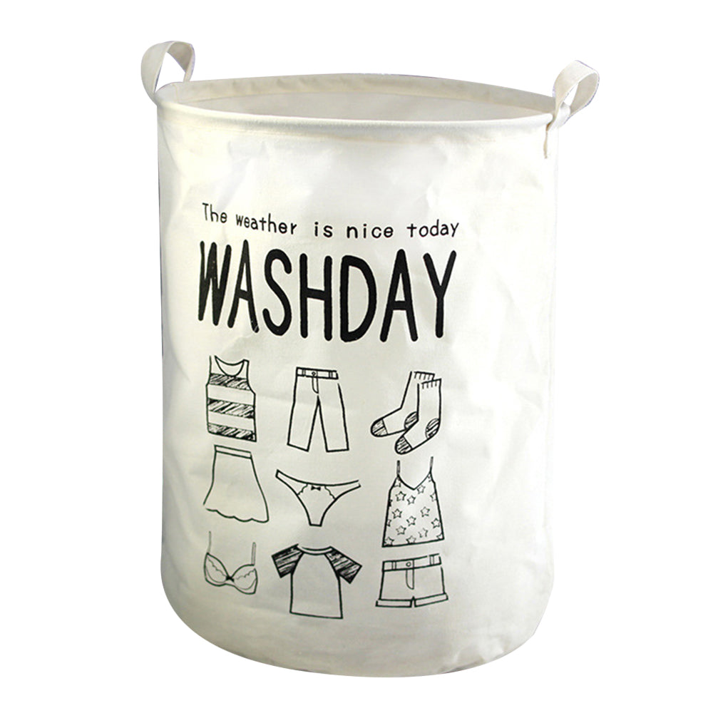 43L Collapsible Washing Laundry Basket Hamper Dirty Clothes Cotton Linen Basket Laundry Bin, Size M, 35x45cm