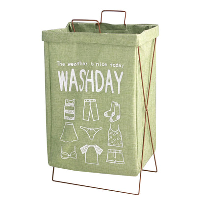 28L Iron Rack Foldable Laundry Basket Cotton Linen Dirty Clothes Hamper Washing Basket, Size S