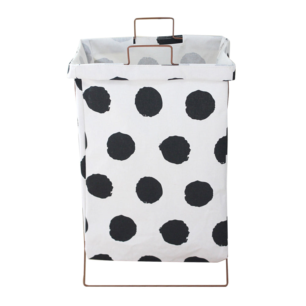 28L Iron Rack Foldable Laundry Basket Cotton Linen Dirty Clothes Hamper Washing Basket, Size S