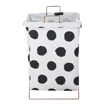 28L Iron Rack Foldable Laundry Basket Cotton Linen Dirty Clothes Hamper Washing Basket, Size S