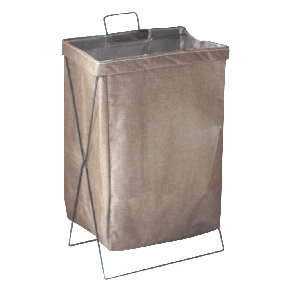 28L Iron Rack Foldable Laundry Basket Cotton Linen Dirty Clothes Hamper Washing Basket, Size S