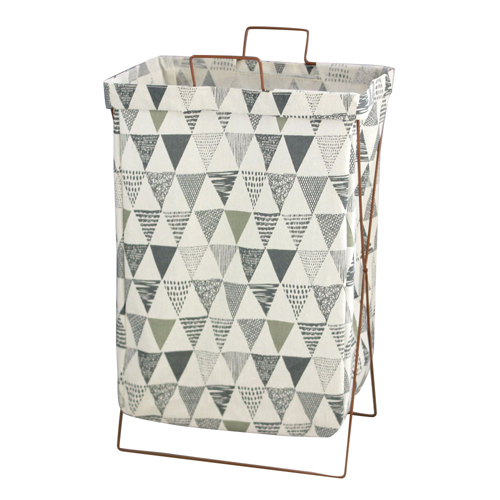 28L Iron Rack Foldable Laundry Basket Cotton Linen Dirty Clothes Hamper Washing Basket, Size S