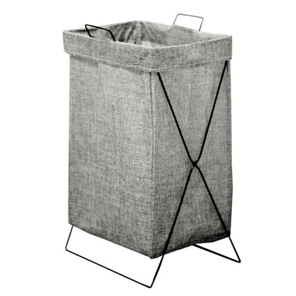 28L Iron Rack Foldable Laundry Basket Cotton Linen Dirty Clothes Hamper Washing Basket, Size S
