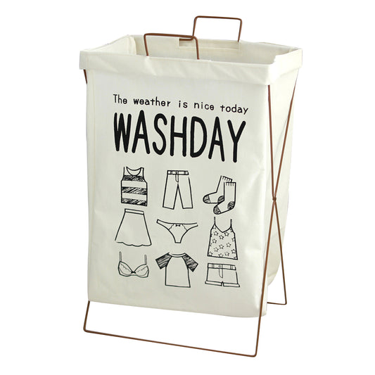 52L Foldable Laundry Basket Iron Rack Cotton Linen Dirty Clothes Storage Basket Hamper, Size L