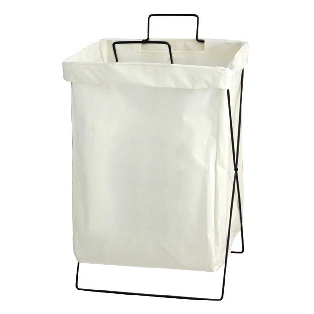 52L Foldable Laundry Basket Iron Rack Cotton Linen Dirty Clothes Storage Basket Hamper, Size L