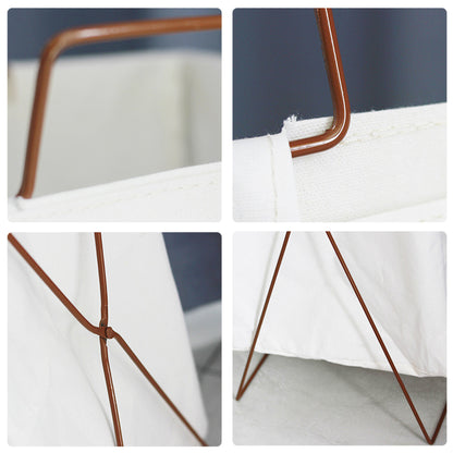 52L Foldable Laundry Basket Iron Rack Cotton Linen Dirty Clothes Storage Basket Hamper, Size L