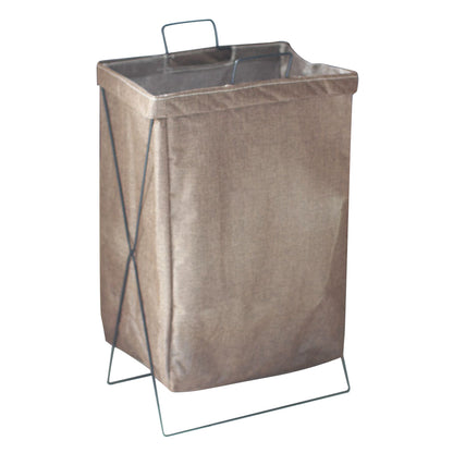 52L Foldable Laundry Basket Iron Rack Cotton Linen Dirty Clothes Storage Basket Hamper, Size L