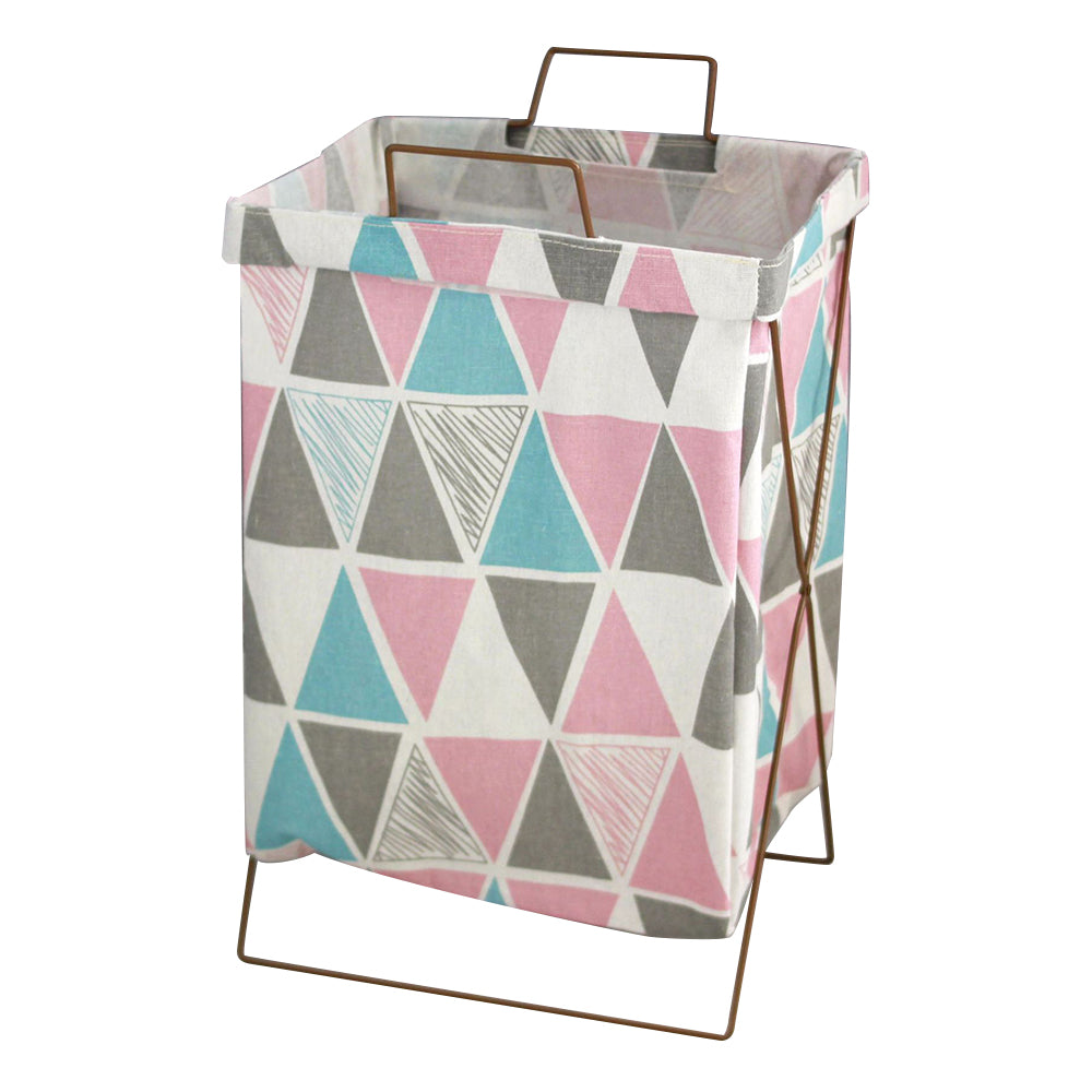 52L Foldable Laundry Basket Iron Rack Cotton Linen Dirty Clothes Storage Basket Hamper, Size L