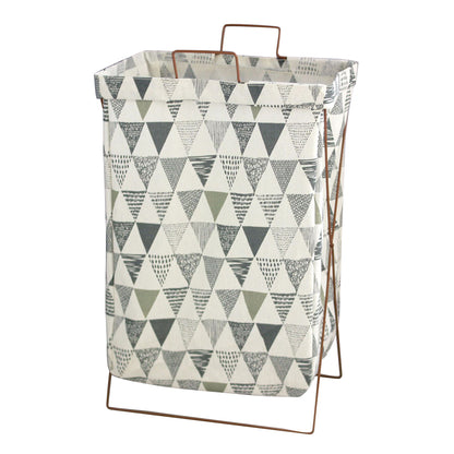 52L Foldable Laundry Basket Iron Rack Cotton Linen Dirty Clothes Storage Basket Hamper, Size L