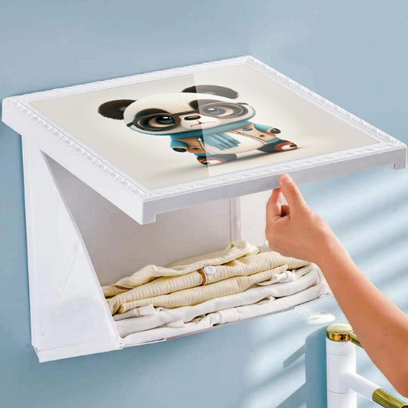 Bathroom Wall-Mounted Folding Cloth Container Picture Frame Cloth Storage Holder Organizer