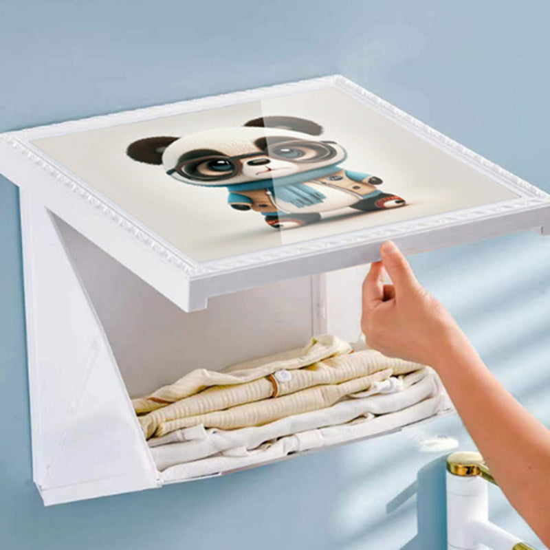 Dual-Layer Waterproof Wall-Mounted Folding Cloth Container for Bathroom Picture Frame Cloth Storage Organizer