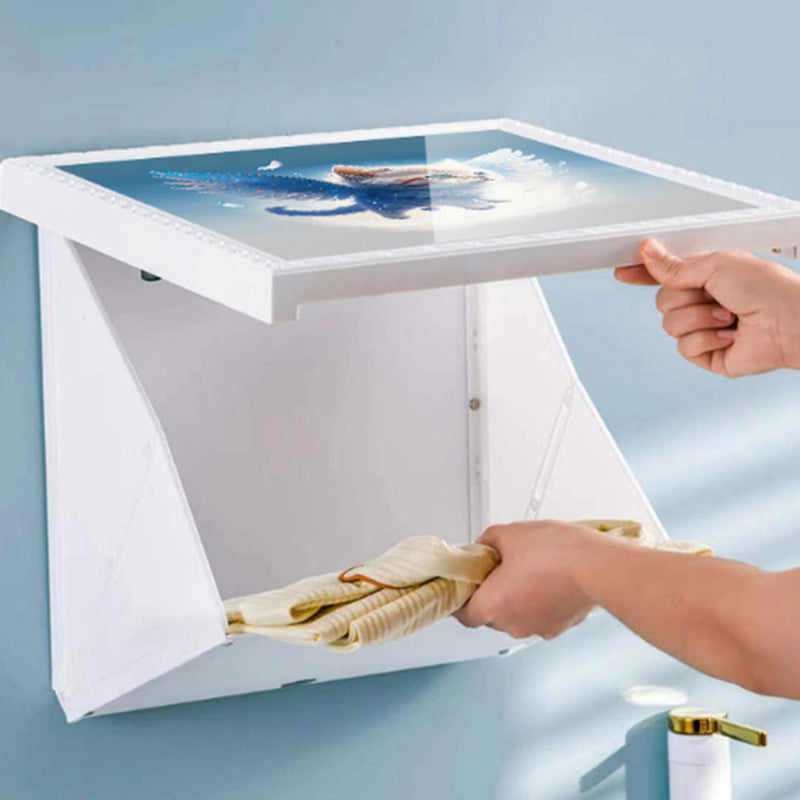 Dual-Layer Waterproof Wall-Mounted Folding Cloth Container for Bathroom Picture Frame Cloth Storage Organizer