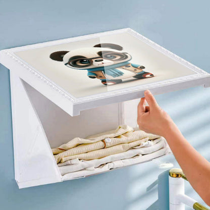 2-Layer Waterproof Picture Frame Collapsible Cloth Organizer Wall-Mounted Cloth Storage Cabinet for Bathroom
