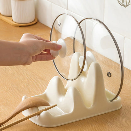 Dual Layer Pot Lid Holder Stand Cooking Spoon Rest Kitchen Utensils Rest Rack
