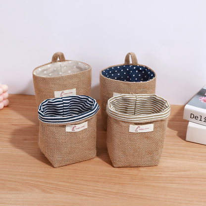 Cotton Linen Washable Storage Bag Kitchen Desktop Hanging Organizer Container