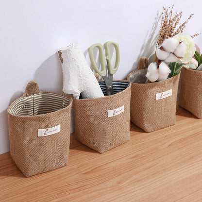 Cotton Linen Washable Storage Bag Kitchen Desktop Hanging Organizer Container