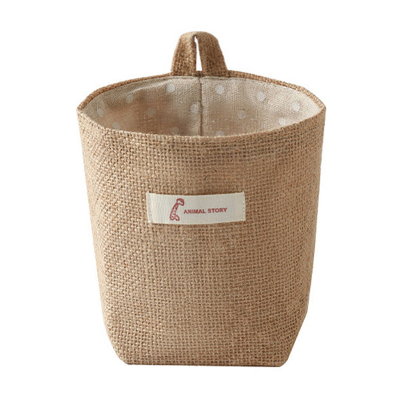Cotton Linen Washable Storage Bag Kitchen Desktop Hanging Organizer Container