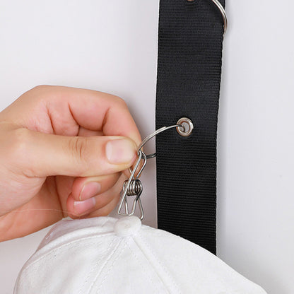 8-Clips Closet Hanging Cap Keeper Cloth+Metal Hat Holder Storage Rack Organizer