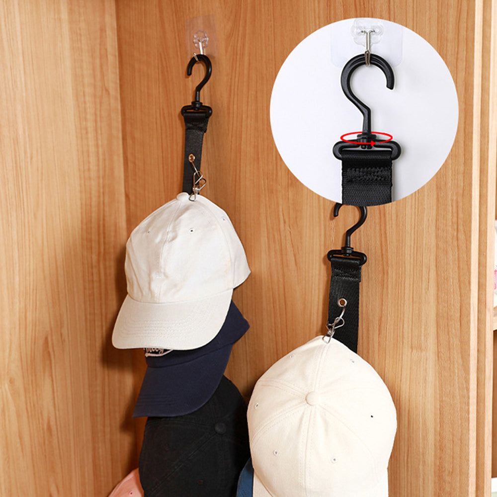 8-Clips Closet Hanging Cap Keeper Cloth+Metal Hat Holder Storage Rack Organizer