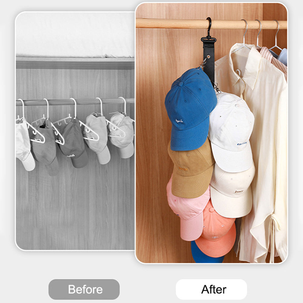 8-Clips Closet Hanging Cap Keeper Cloth+Metal Hat Holder Storage Rack Organizer
