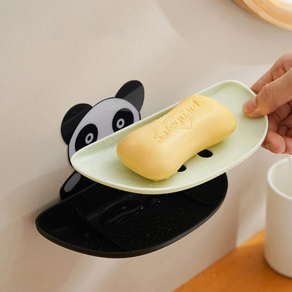 Panda Design Wall Mounted Adhesive Soap Holder Draining Soap Dish Rack