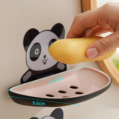 Panda Design Wall Mounted Adhesive Soap Holder Draining Soap Dish Rack