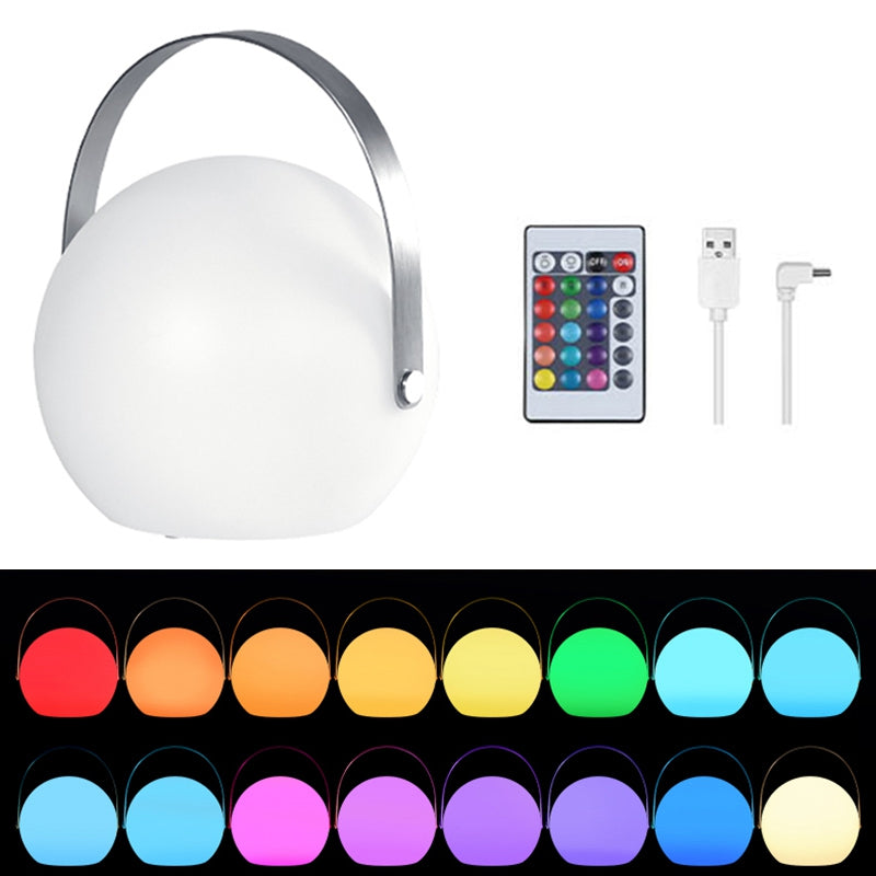 Sphere Portable Handle LED Lamp 16 Colors Brightness Adjustable Outdoor Indoor Light with Remote Controller