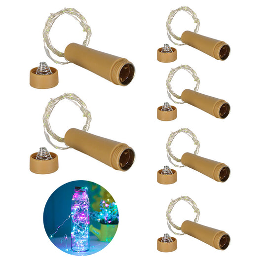 6Pcs / Set 2m 20-LED Copper Wire LED Christmas Lighting Decor Wine Bottle Plug String Light for Home, Bar