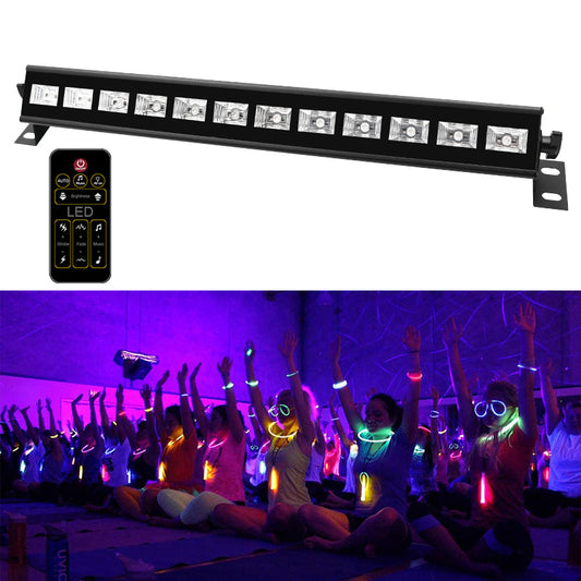 12-LED UV Light Bar Remote Control Purple Lamp Blacklight Bar for Stage Lighting, Body Painting, Halloween
