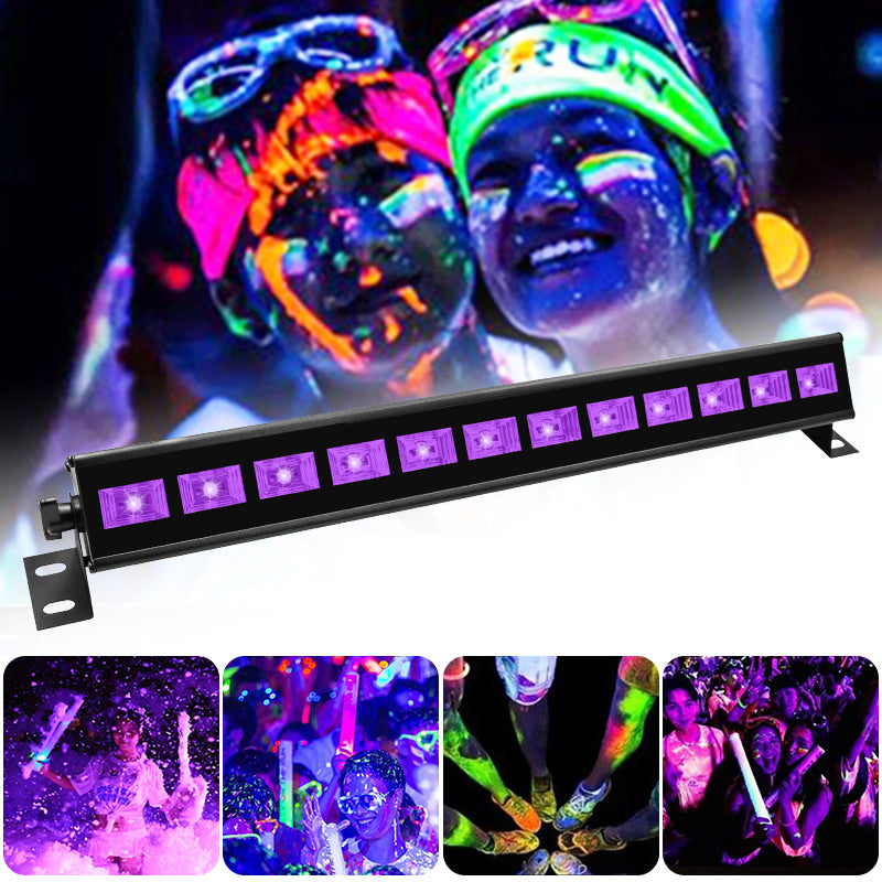 12-LED UV Light Bar Remote Control Purple Lamp Blacklight Bar for Stage Lighting, Body Painting, Halloween