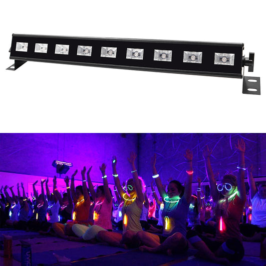 Automatic Control 9-LED Light Bar UV Blacklight Tube Glow in The Dark Party Supplies for Halloween,Christmas