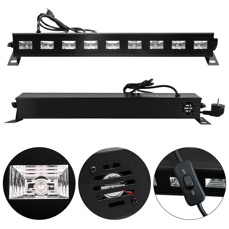 Automatic Control 9-LED Light Bar UV Blacklight Tube Glow in The Dark Party Supplies for Halloween,Christmas