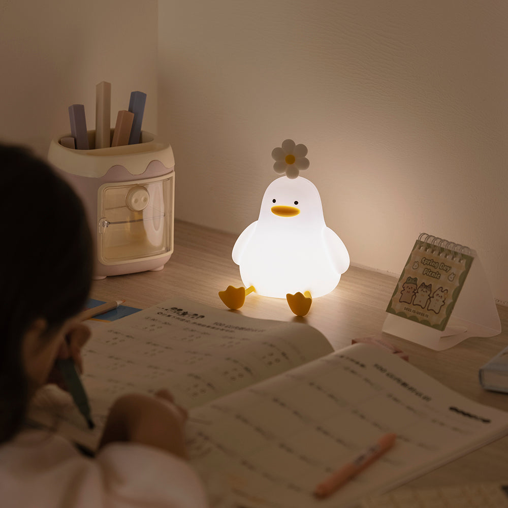 LLD-D09 Creative Duck Night Light Bedside Sleeping Light 3-Level Brightness Adjustment Touch Control Lamp with Phone Holder