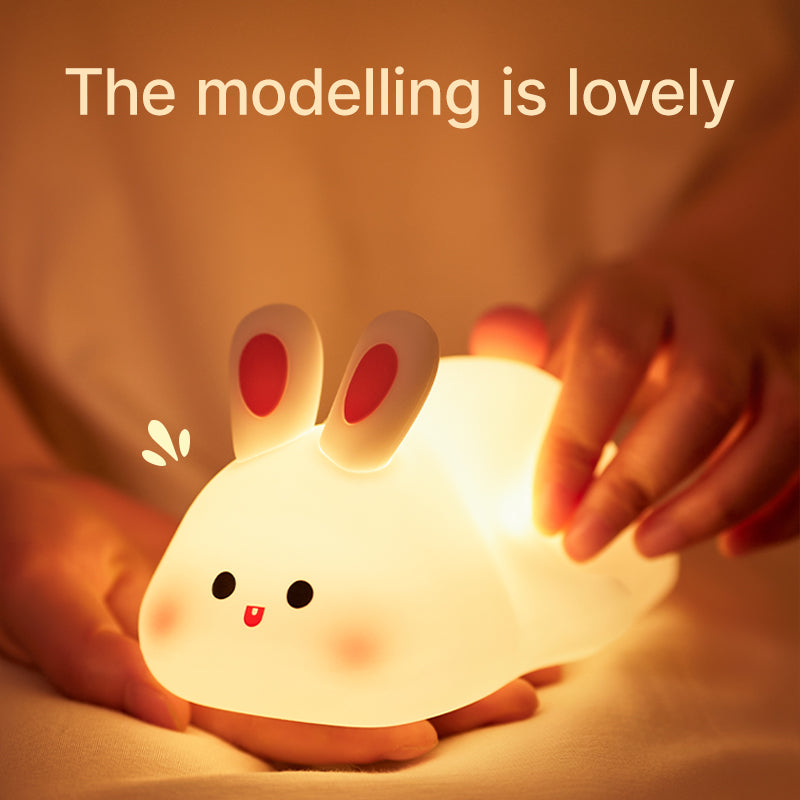 K-1153 Cute Rabbit Mini Night Light Children Bedside Sleeping Light RGB Dimming Silicone Lamp (CE, FCC, CPC Certificated)