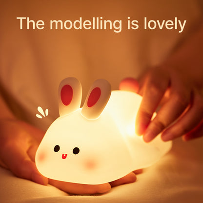 K-1153 Cute Rabbit Mini Night Light Children Bedside Sleeping Light RGB Dimming Silicone Lamp (CE, FCC, CPC Certificated)