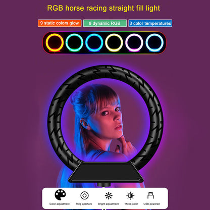 18CM Diameter RGB LED Selfie Ring Light Vlogging Video Lamp Live Broadcast Fill Light, Size: M