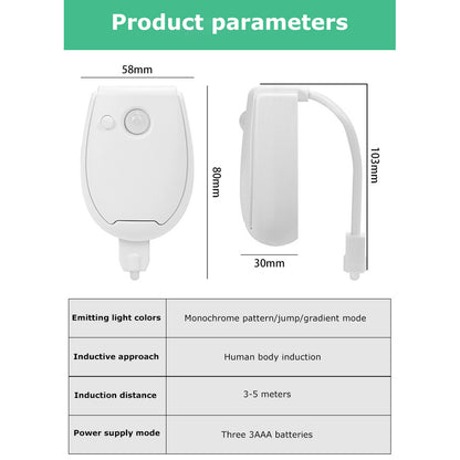 Toilet Night Light Smart Motion Sensor LED Lamp for Toilet Bowl Seat 7-Colors Changing Light