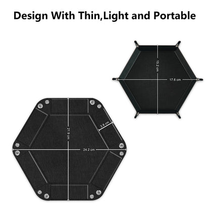 7-inch PU Leather Sundries Organizer Tray Hexagon Home Desktop Storage Tray