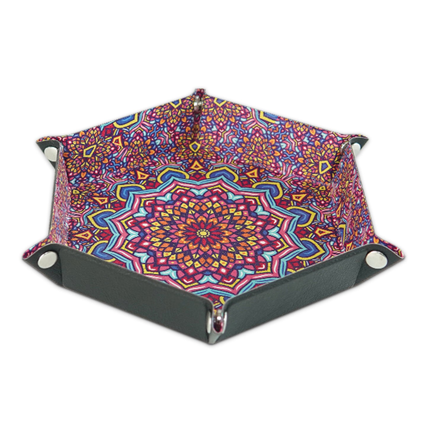 7-inch PU Leather Sundries Organizer Tray Hexagon Home Desktop Storage Tray